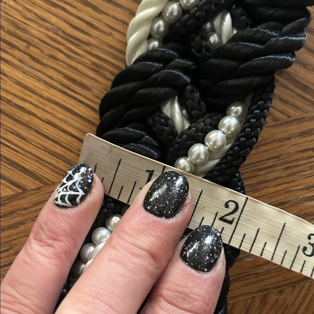 Vintage Braided Black and White Cord Rope Belt